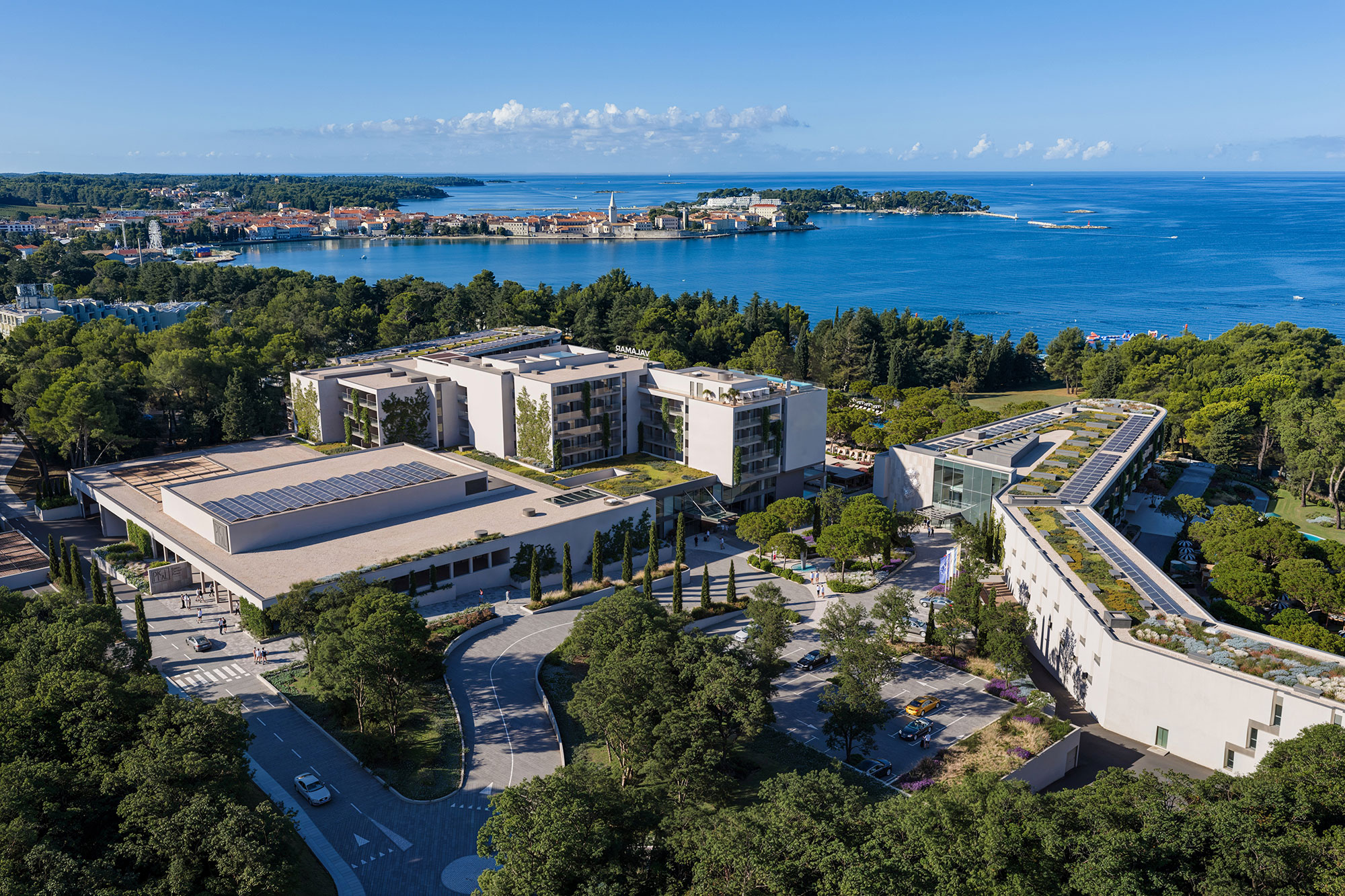 Aerial view of the resort and Poreč